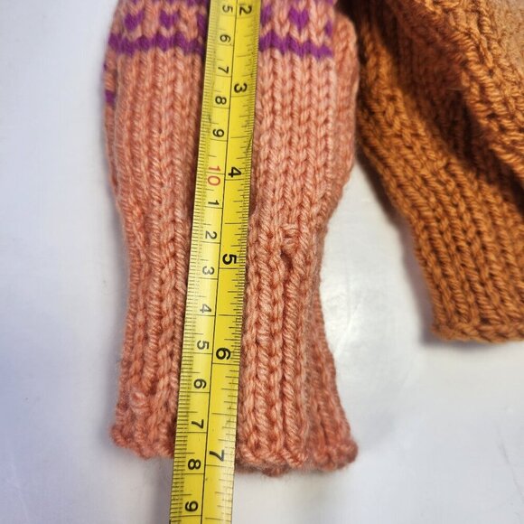 Hand Knit Mittens Lot of 2 Childrens 7" Long - Picture 5 of 6